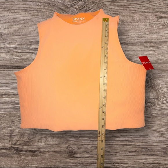 SPANX Contour Rib Mock Neck Crop Top Melon Sorbet Sleeveless NWT 2X - Picture 5 of 7